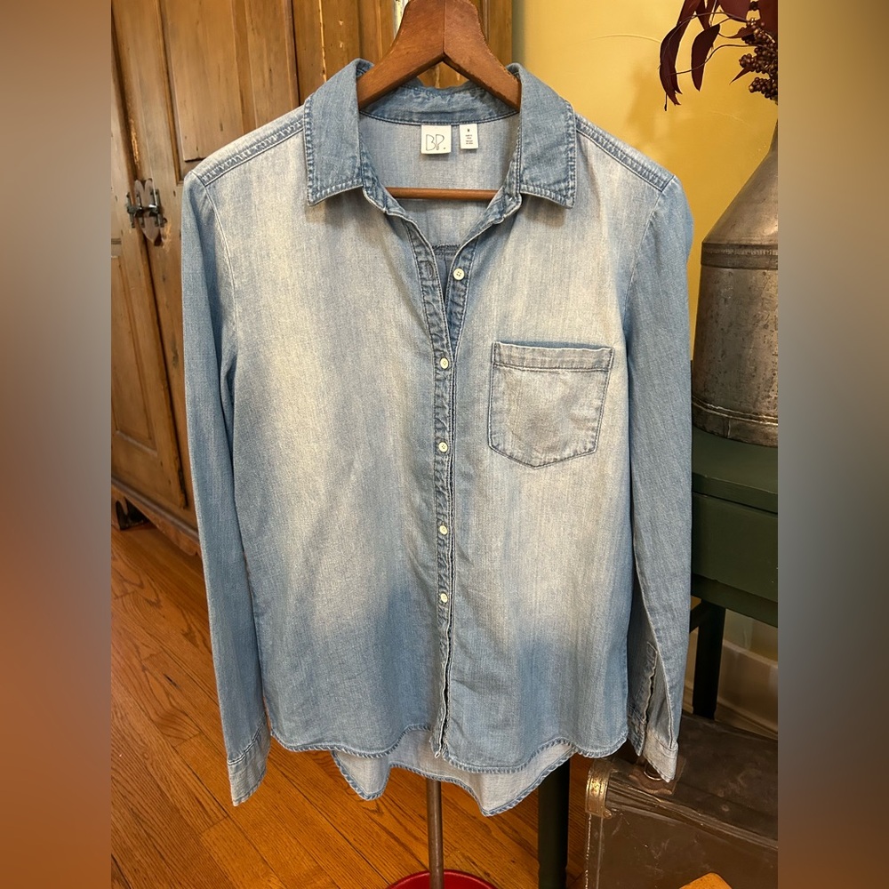 BP Light Blue Casual Denim Chambray Button Down Shirt